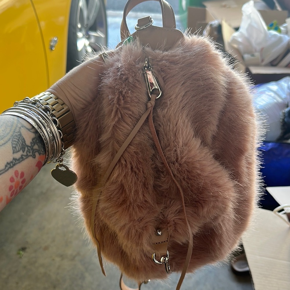 Faux Fur Tan Backpack